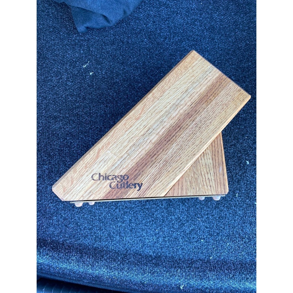 Chicago Cutlery Oak Wood Knife Block 11 Slot Slanted Countertop Organizer